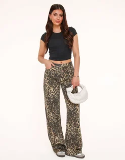 Olivia & Kate Leopard Wide-Jeans Outlet