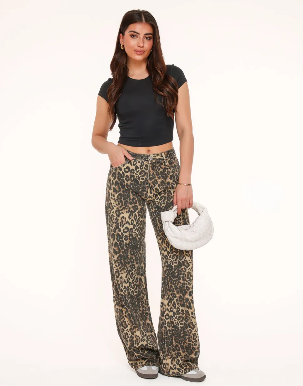 Olivia & Kate Leopard Wide-Jeans Outlet