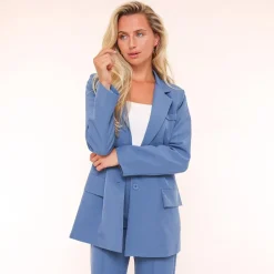 Olivia & Kate Light Blue Basic Straight-Blazer Cheap