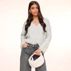 Olivia & Kate Light Grey Detailed Seams-Cardigan New
