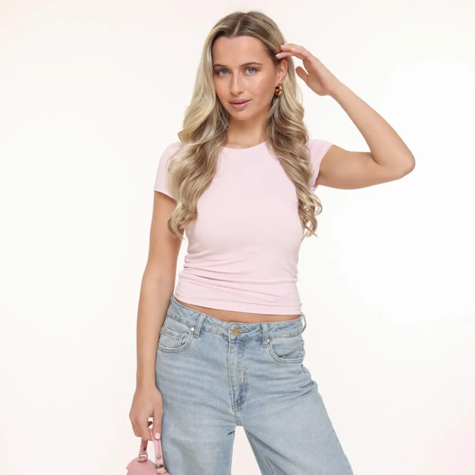 Olivia & Kate Light Pink Basic Ss-Top Online