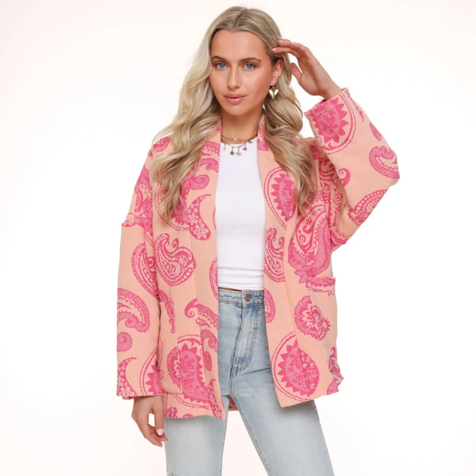 Olivia & Kate Light Pink Printed Ls-Jacket Best