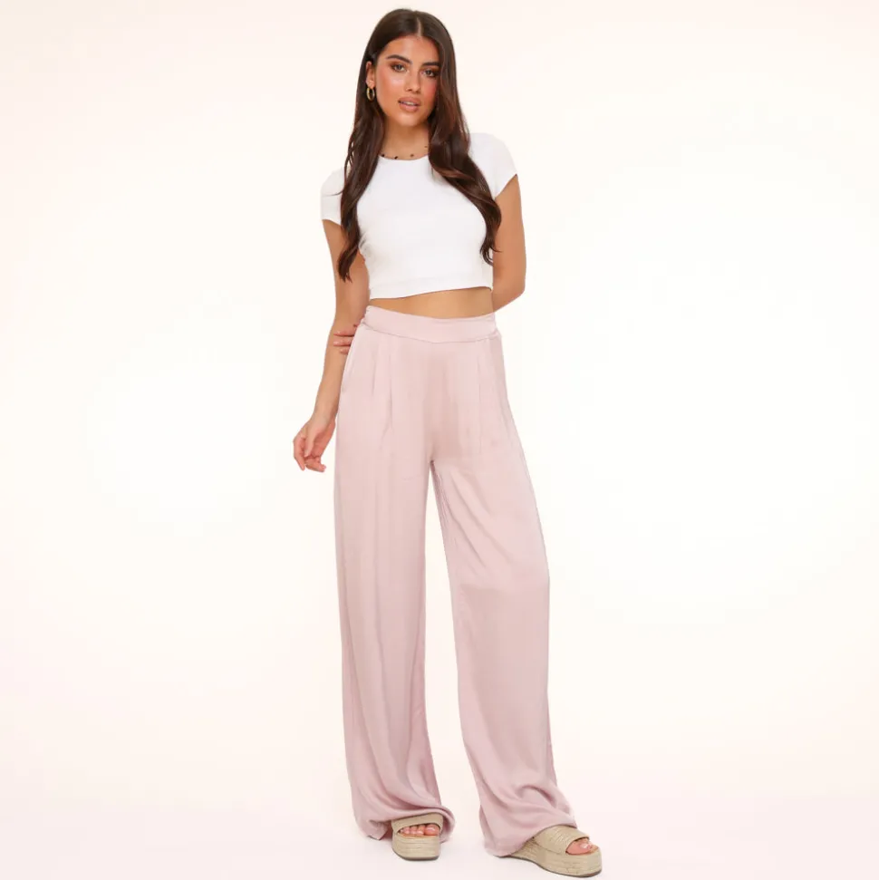 Olivia & Kate Light Pink Tall Satin-Pants Hot