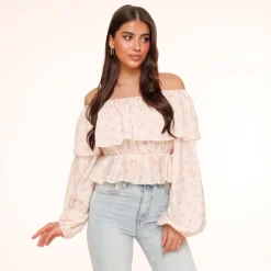 Olivia & Kate Lila Flowers Off Shoulder -Top Sale