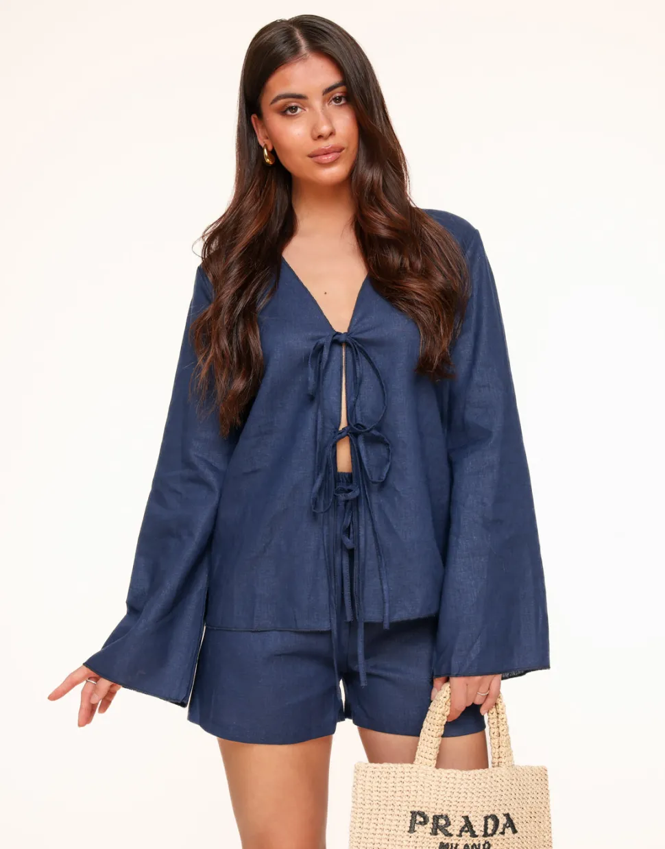 Olivia & Kate Navy Blue Linen-Cardigans Best Sale