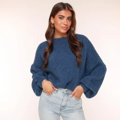 Olivia & Kate Navy Wool Knitted-Sweater Cheap