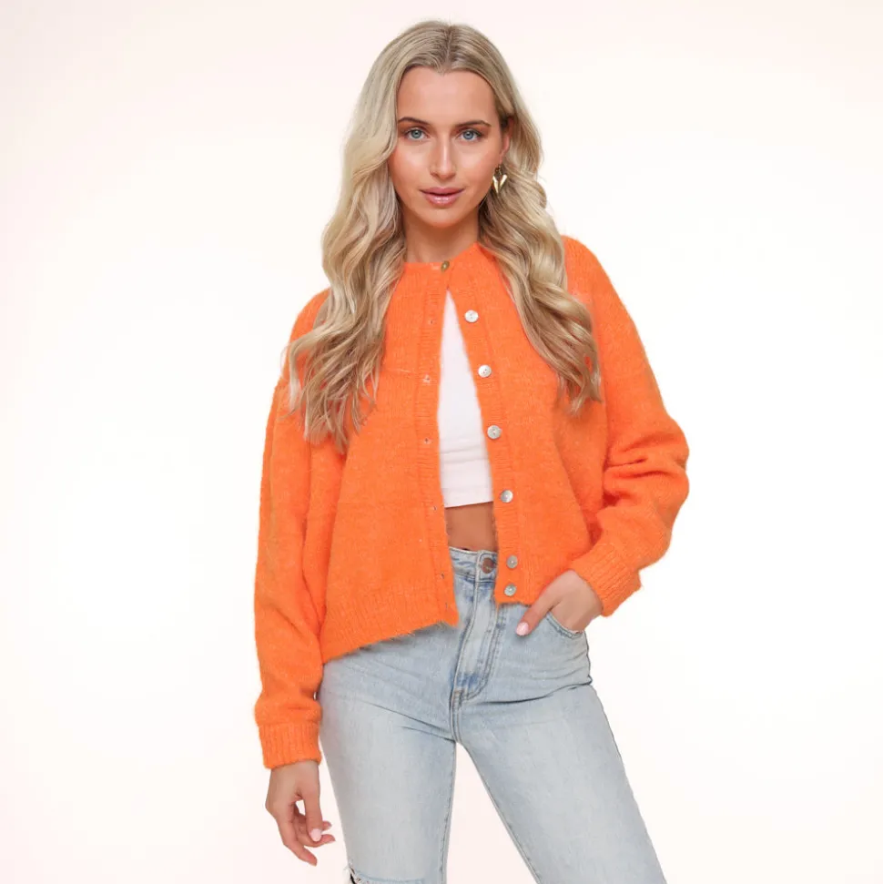 Olivia & Kate Orange Basic Knitted-Cardigan Shop