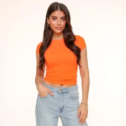 Olivia & Kate Orange Basic Ss-Top Best Sale