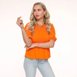 Olivia & Kate Orange Stretchy Ss-Top Fashion