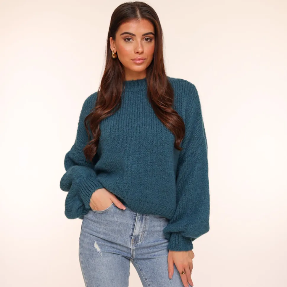 Olivia & Kate Petrol Wool Knitted-Sweater Online