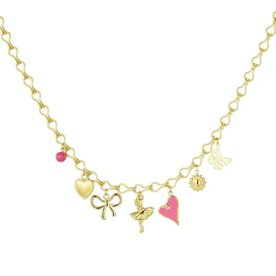 Olivia & Kate Pink Details Round Chain-Necklace Flash Sale