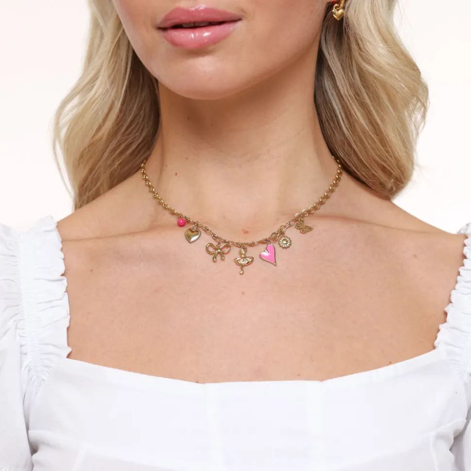 Olivia & Kate Pink Details Round Chain-Necklace Flash Sale