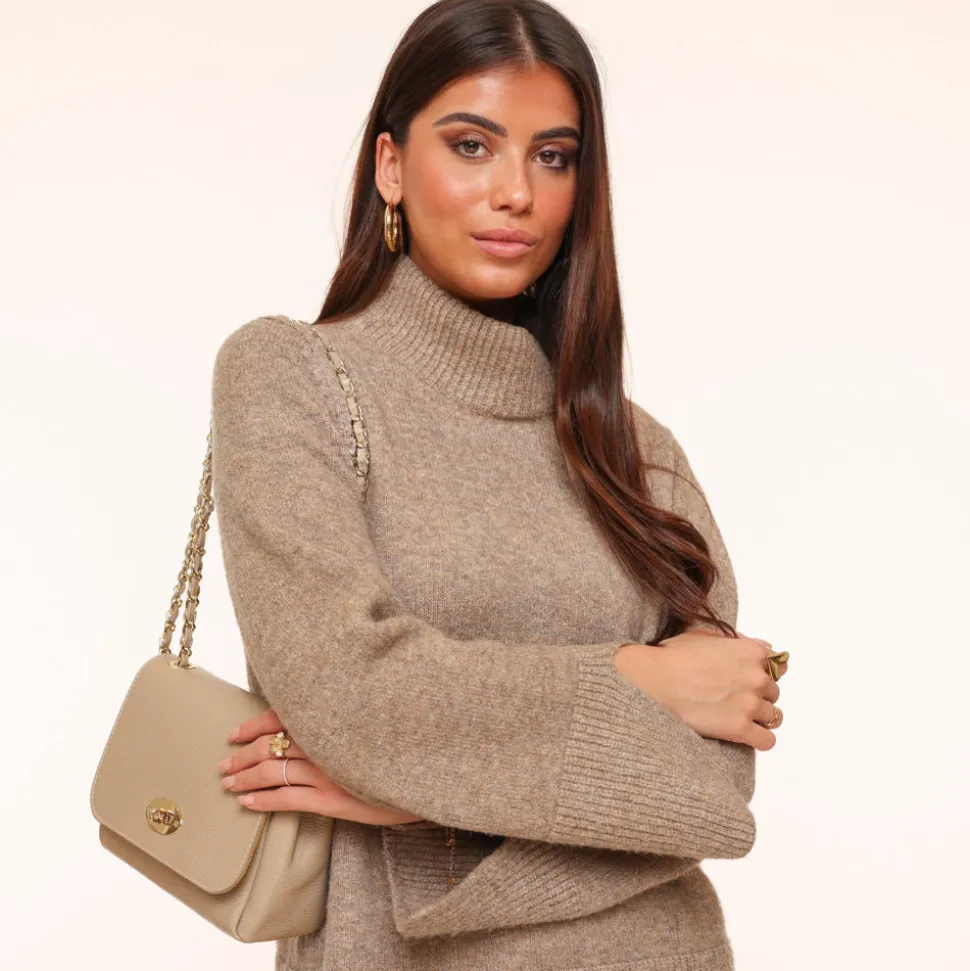 Olivia & Kate Taupe Knitted Oversized-Sweater Fashion