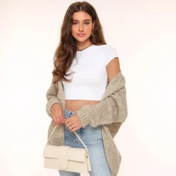Olivia & Kate Taupe Woolen Yasmine-Cardigan Best Sale
