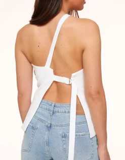 Olivia & Kate White Asymmetric Open Back-Top New