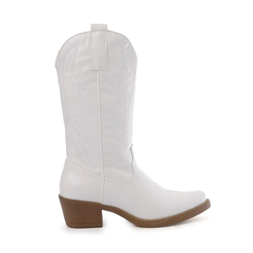 Olivia & Kate White Cowboy-Boots Fashion
