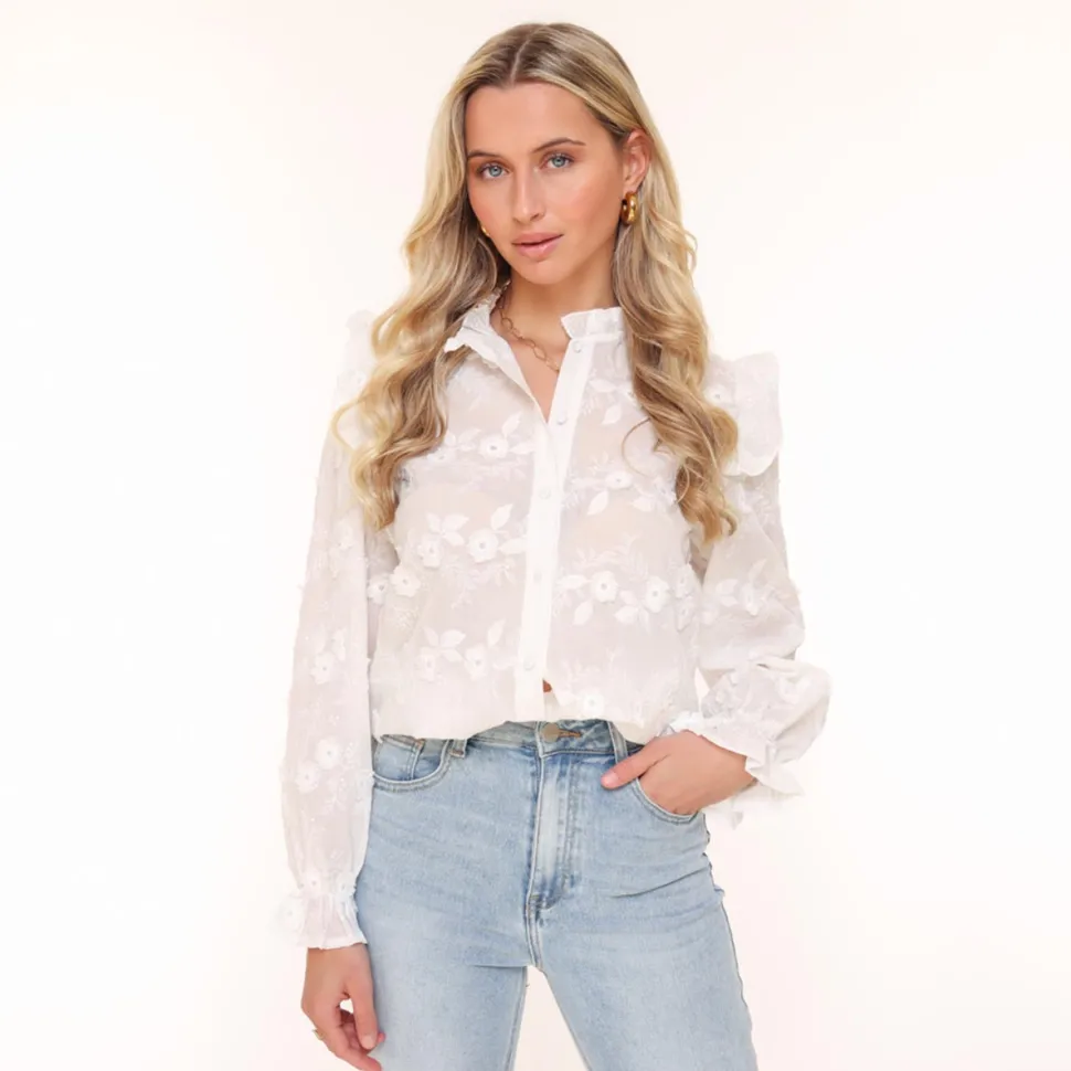Olivia & Kate White Flowers-Blouse Online
