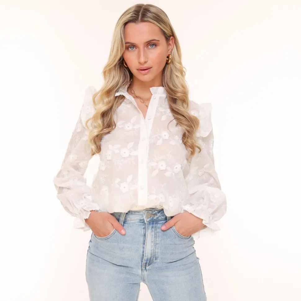 Olivia & Kate White Flowers-Blouse Online
