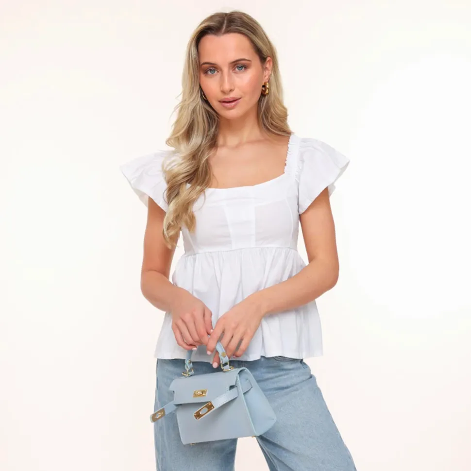 Olivia & Kate White Ruffle Ss Sleeves-Top Best Sale
