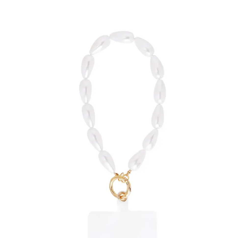 Olivia & Kate White Trendy Pearl-Phone Cord Cheap