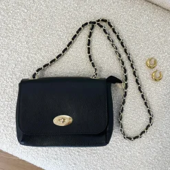 Olivia & Kate Zwarte Leren Crossbody-Tas New
