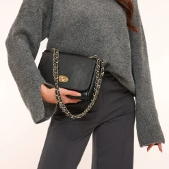 Olivia & Kate Zwarte Leren Crossbody-Tas New